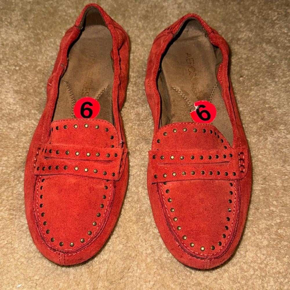 Embellished suede flats
